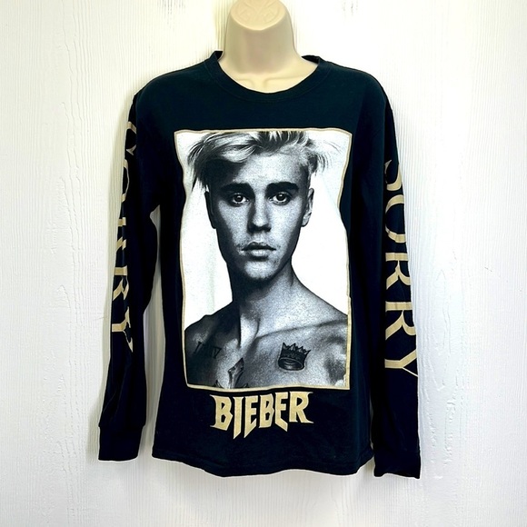 Gildan - Justin Bieber Sorry Tour Graphic Long Sleeve T Short Size Small - Picture 1 of 9